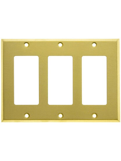 Classic Triple Gang GFI Cover Plate In Satin Brass.
